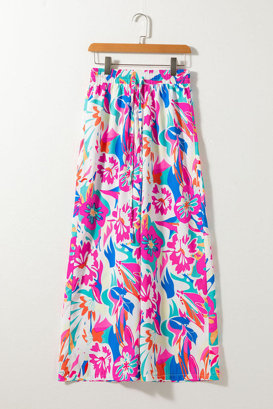 Boho-Blumenprint-Hose Mit Weitem Bein