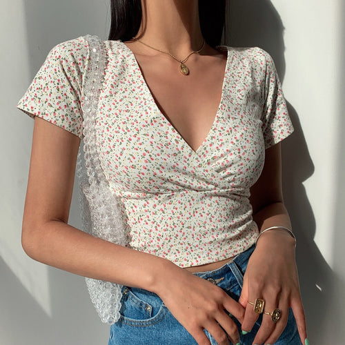 Leah | Neu Florales kurzes Cropped Top