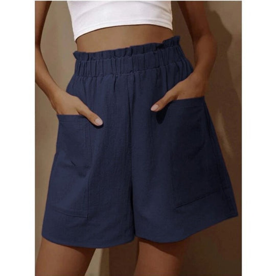 Heidi Mode | Shorts aus Baumwolle und Leinen mit hoher Taille für Damen