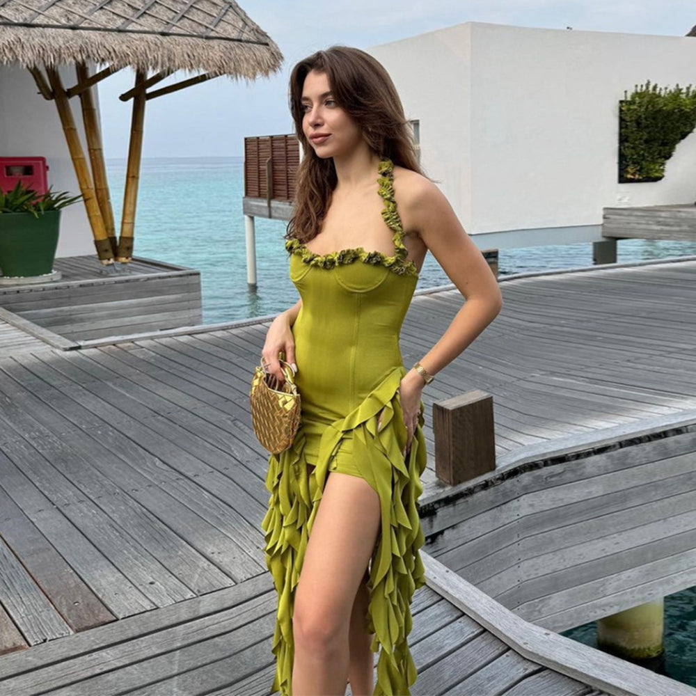 Heidi Mode | Sexy Ausschnitt unregelmäßig schlankes Kleid