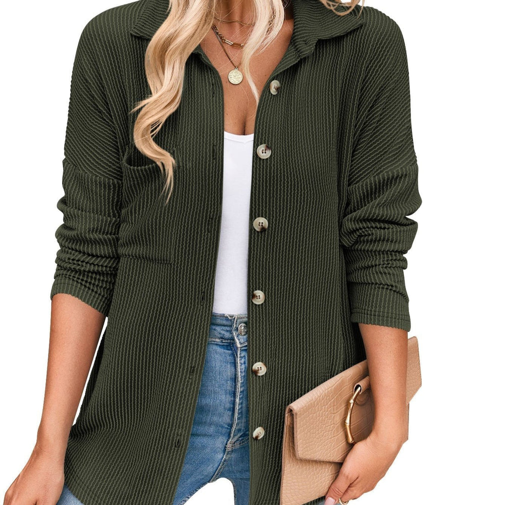 Heidi-Mode - Schick Herbst Gestreifte Lange Ärmel Bluse für Frauen