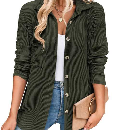 Heidi-Mode - Schick Herbst Gestreifte Lange Ärmel Bluse für Frauen