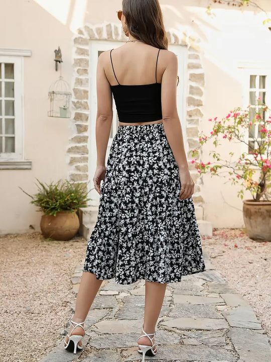 Heidi-Mode | Blumenmuster Glockenrock mit Taschen