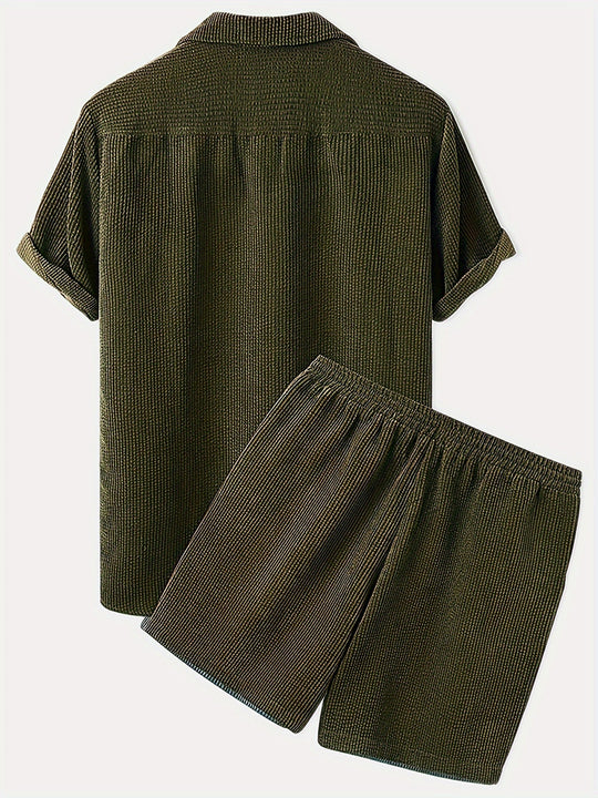 Corduroy Hemd mit kurzen Ärmeln und Shorts