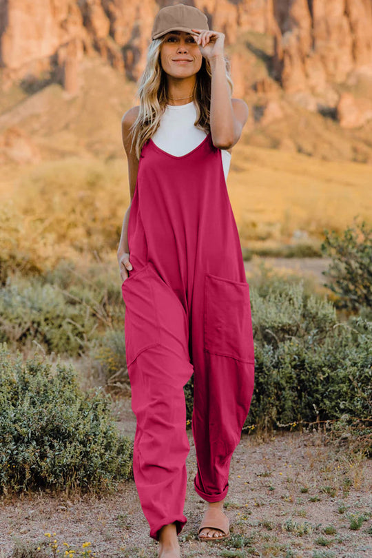 Heidi-Mode | Double Take Vollgrößen V-Ausschnitt Ärmelloses Jumpsuit mit Taschen