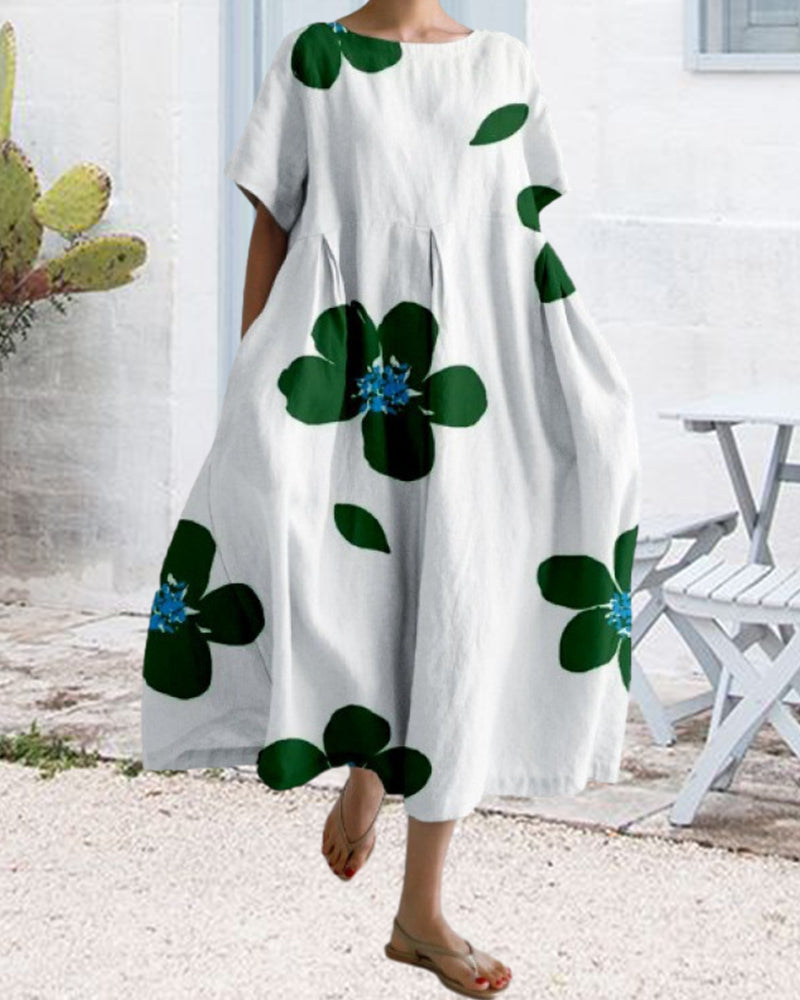 Heidi-Mode | Lockeres, Kurzärmliges, Bedrucktes Kleid