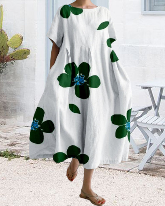 Heidi-Mode | Lockeres, Kurzärmliges, Bedrucktes Kleid