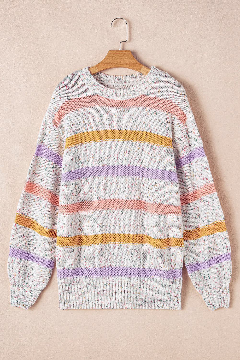 Heidi-Mode | Kontraststreifen Rundhals Fallende Schulter Pullover