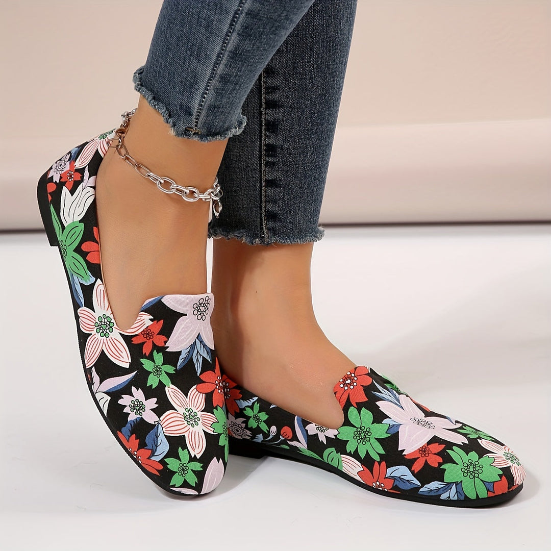 Heidi-Mode | Damen Slip On Loafers Blumen