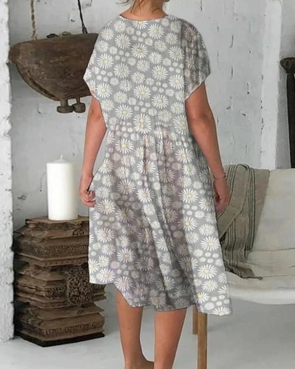 Lässige Sommerkleider mit Rundhalsausschnitt und kurzen Ärmeln