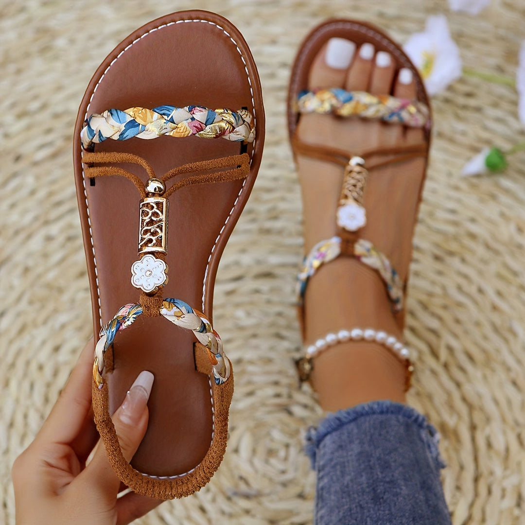 Heidi-Mode | Geflochtene Elastische Träger, Leichte Rutschfeste Ferienschuhe