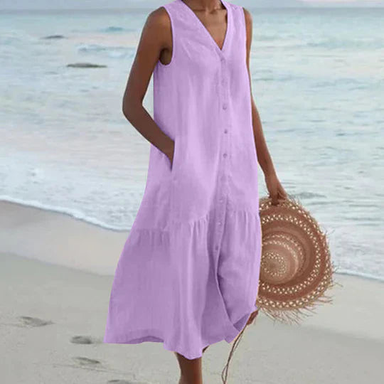 Heidi-Mode | Sanftes Pink Leinenkleid