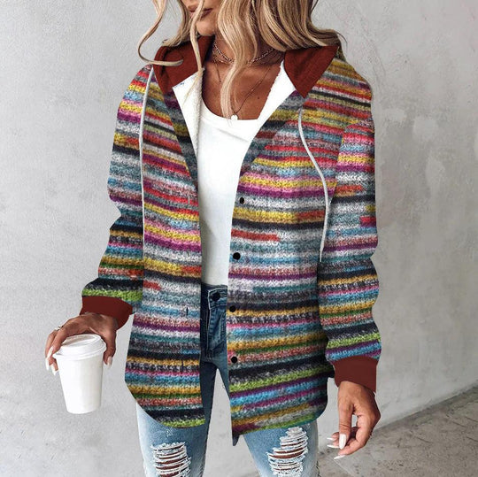Bunte Gestrickter Kapuzenpullover