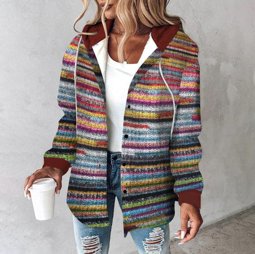 Bunte Gestrickter Kapuzenpullover