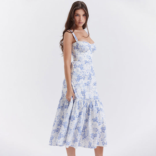 Heidi-Mode | Und Sommer Hübsches Pastoral Stil Sling Blumenkleid Eine Swing Torte Kleid
