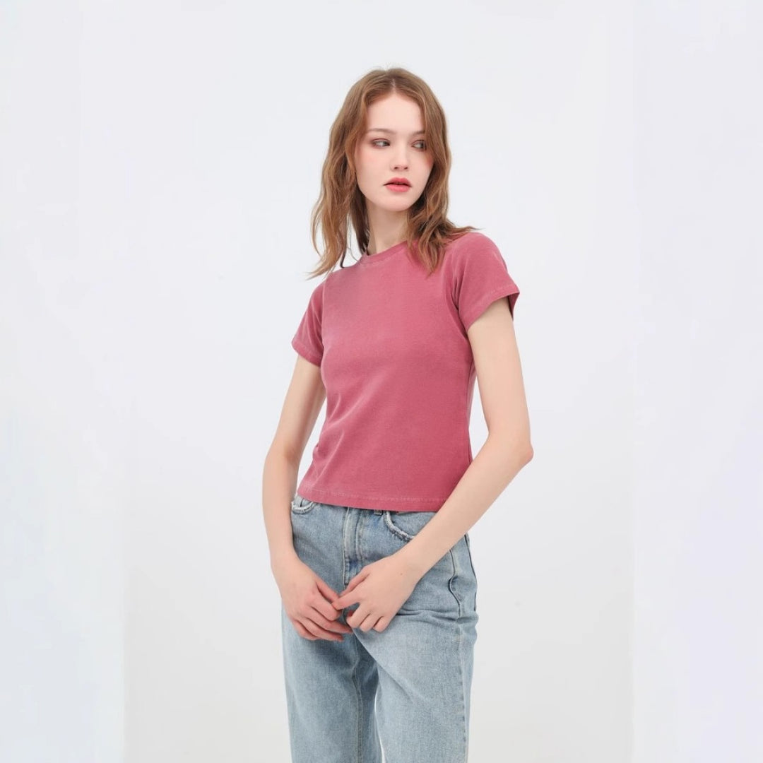 Heidi Mode | Schillerndes altes kurzes T-Shirt mit Färbung