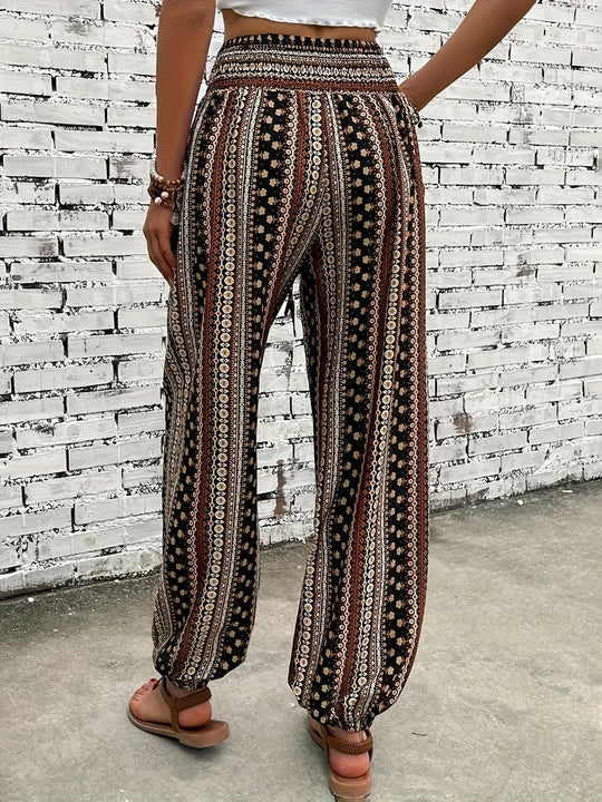 Heidi-Mode | Hohe Taille Druckhose Instant Boho Vibe