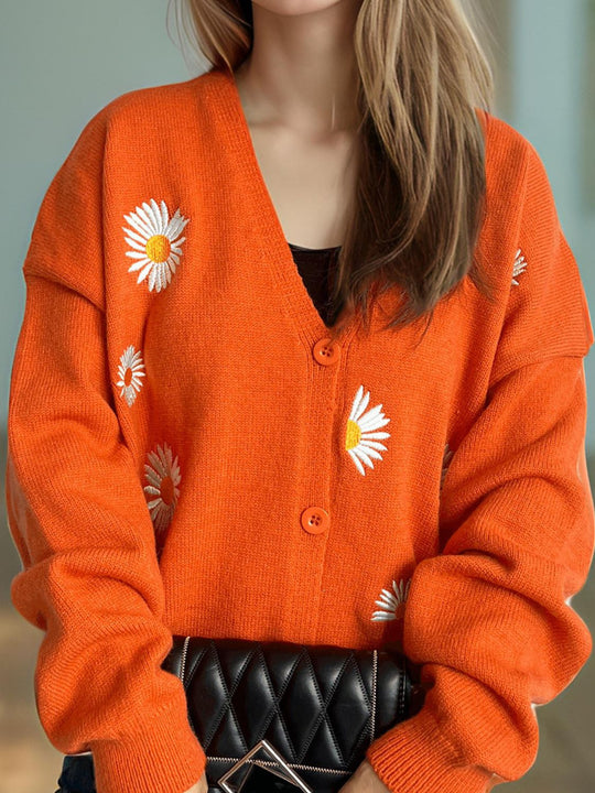 Heidi-Mode | Daisy Knopfverschluss V-Ausschnitt Strickjacke