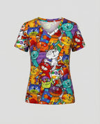 Heidi-Mode | Bequemes T-Shirt Mit Buntem Katzenprint Für Damen