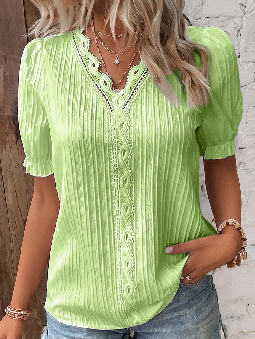 Heidi-Mode | Elegante Bluse mit Spitze und Falten Design