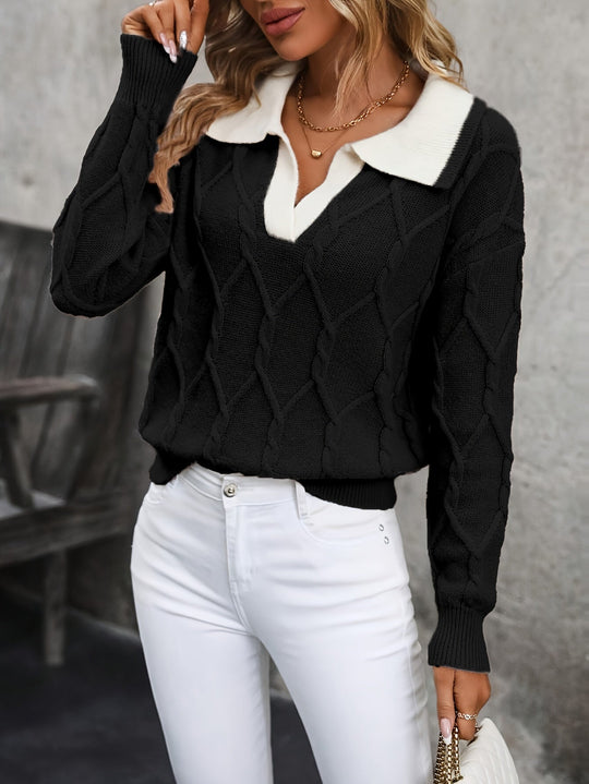 Heidi-Mode | Elegante Polo Hals Strickpullover