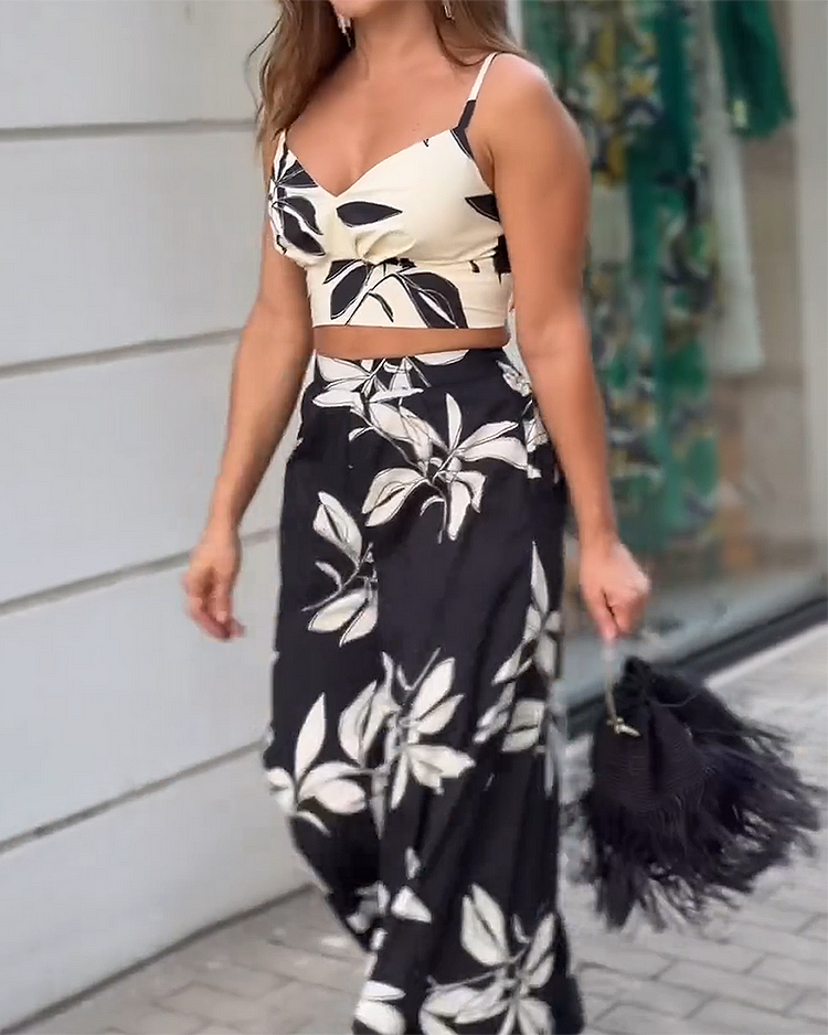 Top und Hose mit Blattdruck Set - Jette