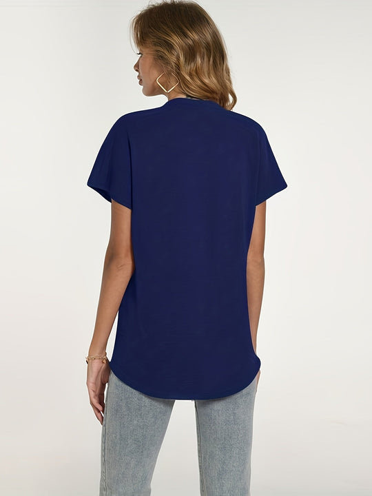 Heidi-Mode | Sommerbluse für Damen Leicht, Kurzarm, Elegant V-Ausschnitt Dekolleté