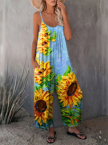 Heidi - Sonnenblumendruck Jumpsuit