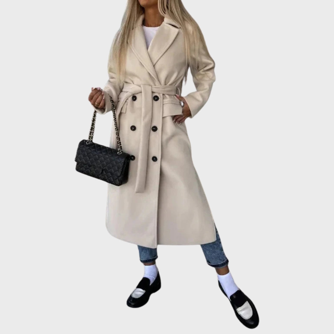 Heidi-Mode | Eleganter warmer langer zweireihiger Wintermantel