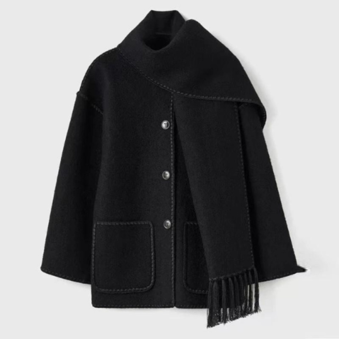 Heidi-Mode | Damen Warmer Lockerer Wickelkragen Mantel Winter
