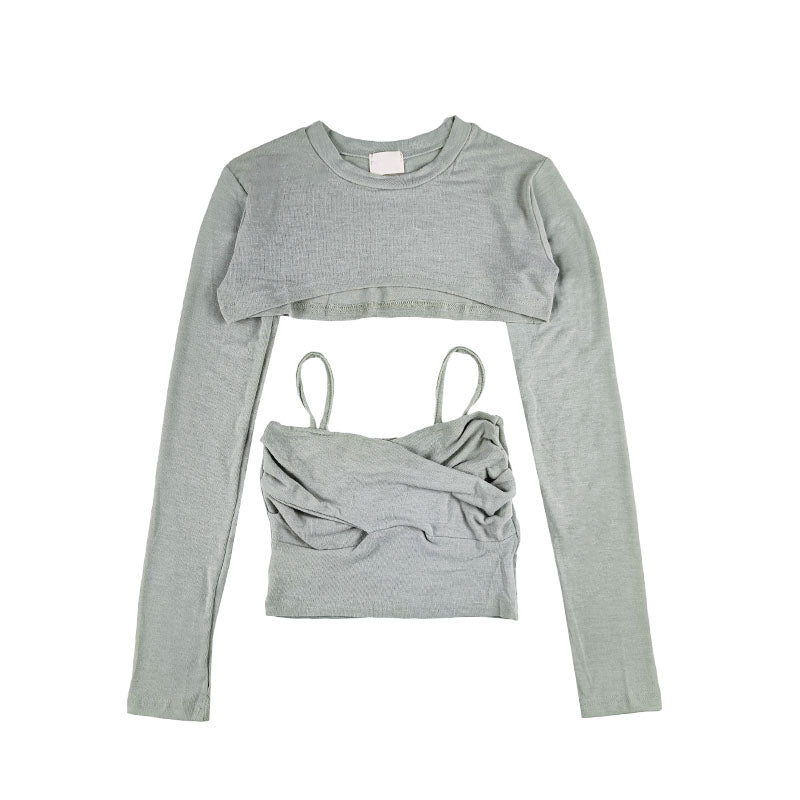 Heidi-Mode | Strick T-Shirt mit Langärmeliger Bolero Jacke