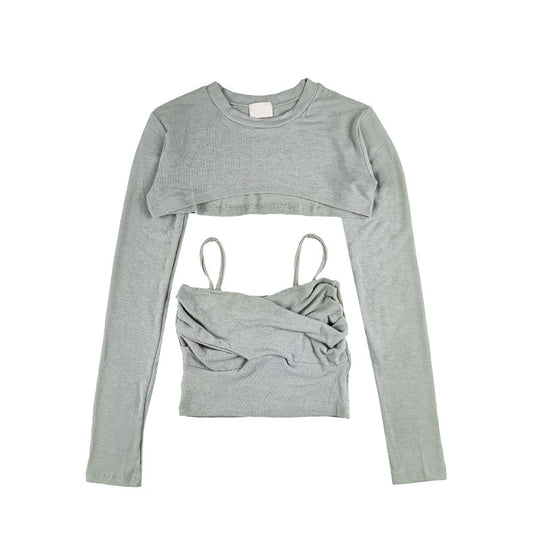 Heidi-Mode | Strick T-Shirt mit Langärmeliger Bolero Jacke