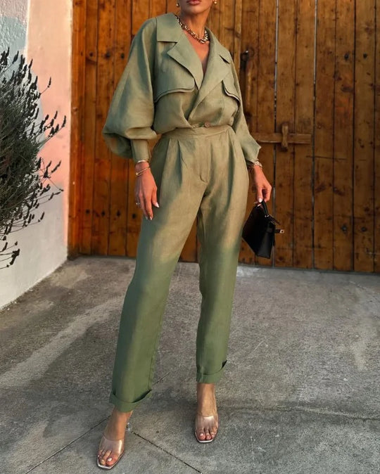 Heidi-Mode | Damen Eleganter Leichter Anzug mit Revers und Handgefertigter Qualität
