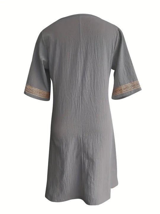 Guipure Spitzen V Ausschnitt Kleid