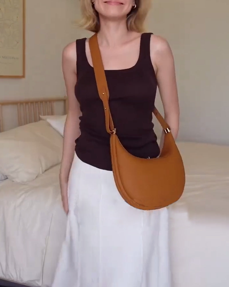 Heidi-Mode | Einfarbig Eleganter Halbmondförmiger Schultertasche