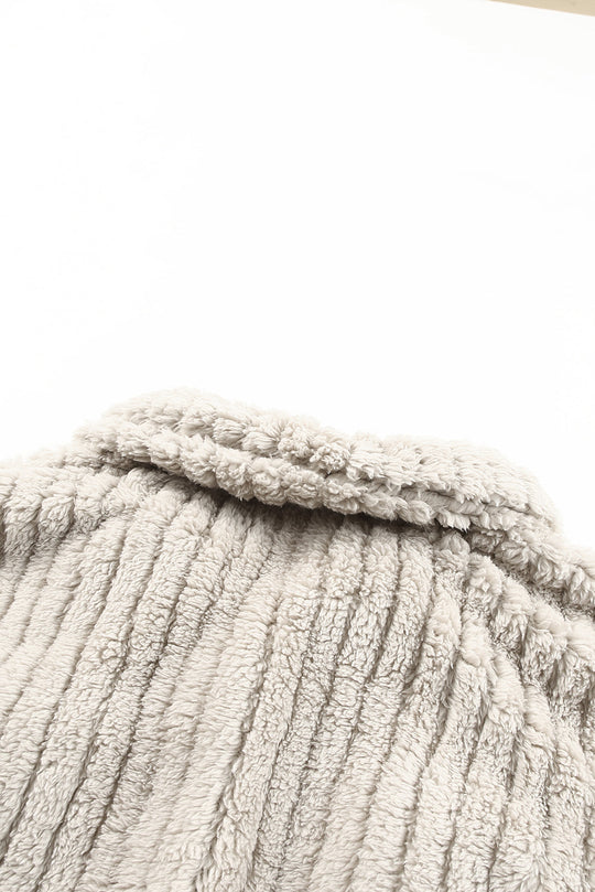 Unifarbene Plüsch Fleece Jacke Mit Knopfleiste