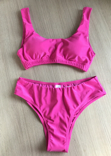 Damen Bikini-Set mit tiefem Hosenbund und breiten Trägern Heidi-Mode