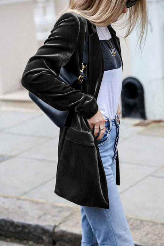 Heidi-Mode | Samt Blazer mit Schickem Taillierten Schnitt für Damen
