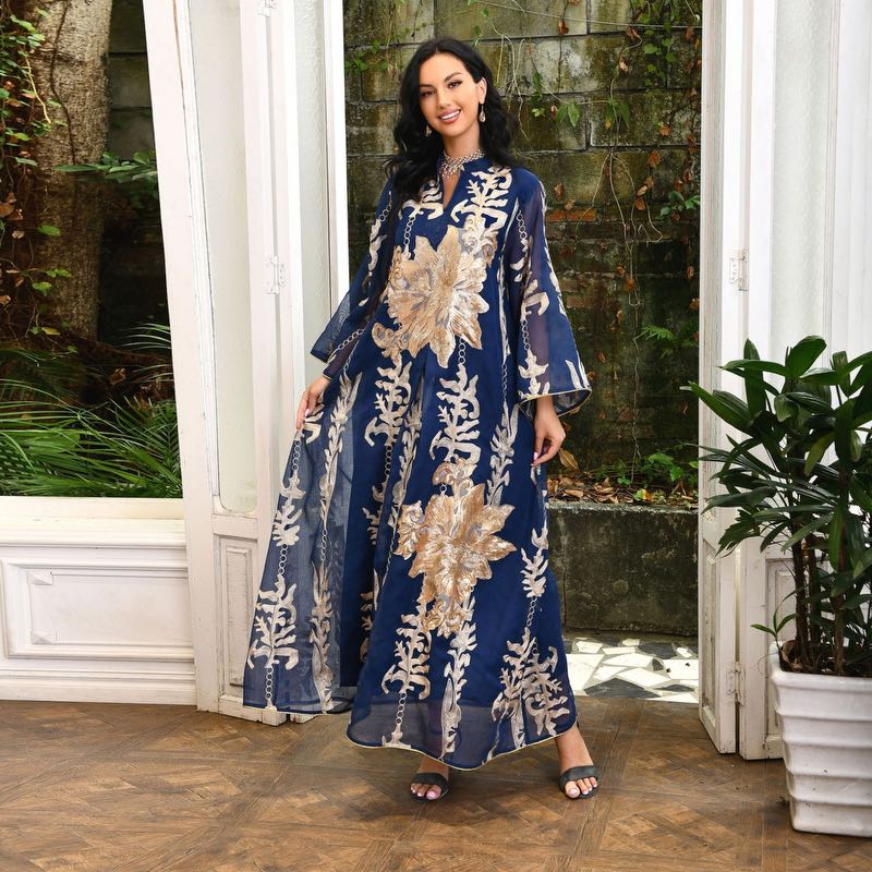 Heidi-Mode | Eid Luxus Kaftan Kaftan Kleid Jalabiya mit Pailletten Bestickt