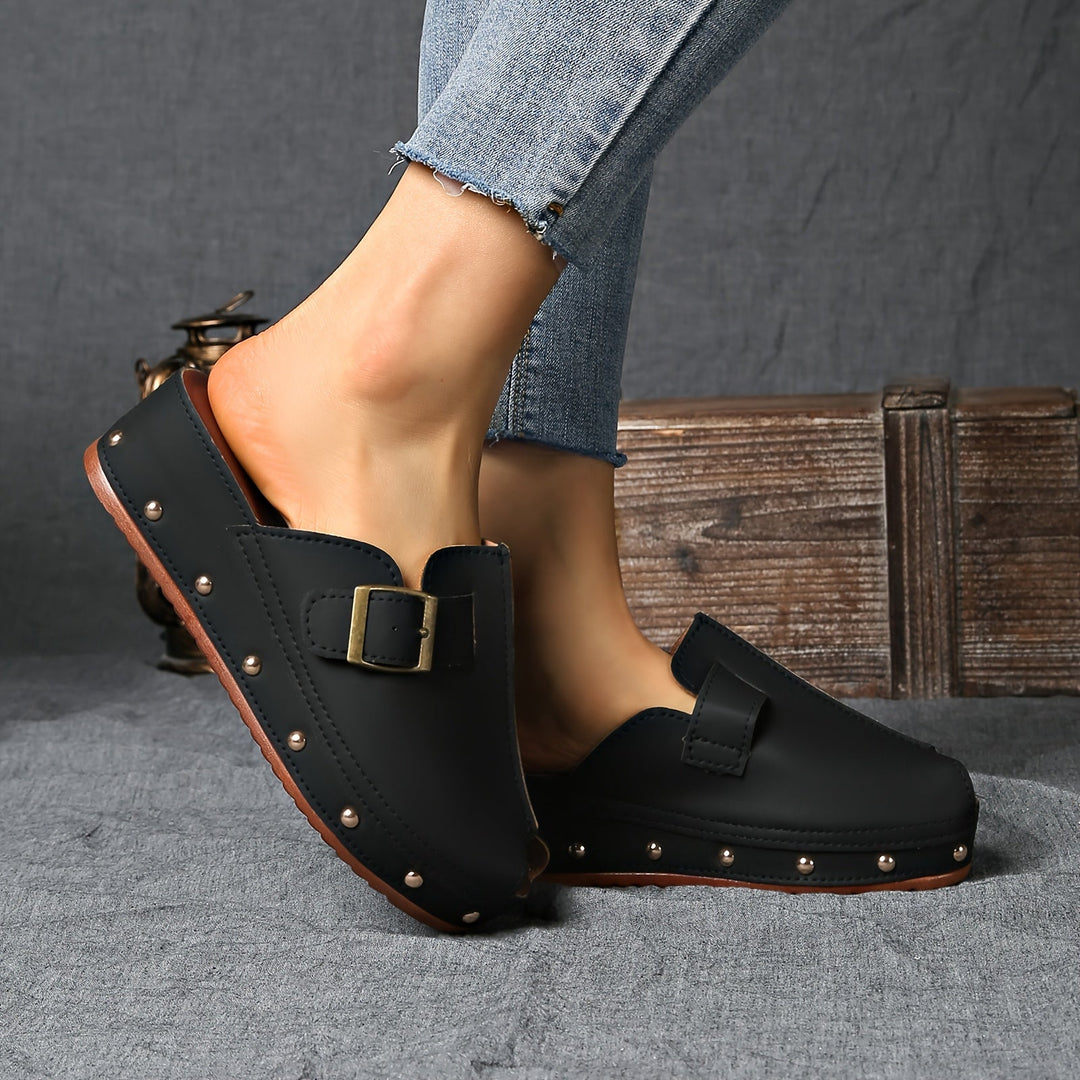 Heidi-Mode | Bequeme Sommerschuhe Auf Plateau mit Riemenverschluss und Offener Zehe