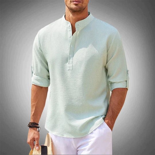 Weißes lässiges Henley-Shirt