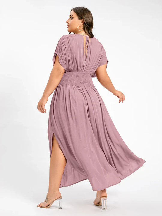 Heidi-Mode | Damen Chiffon Lang Kleid mit seitlichem Schlitz