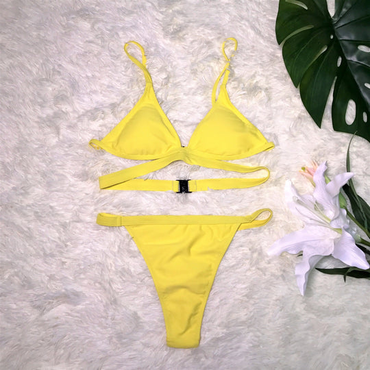 Damen Bikini-Set mit minimalistischem Triangel-Design und verstellbaren Trägern Heidi-Mode