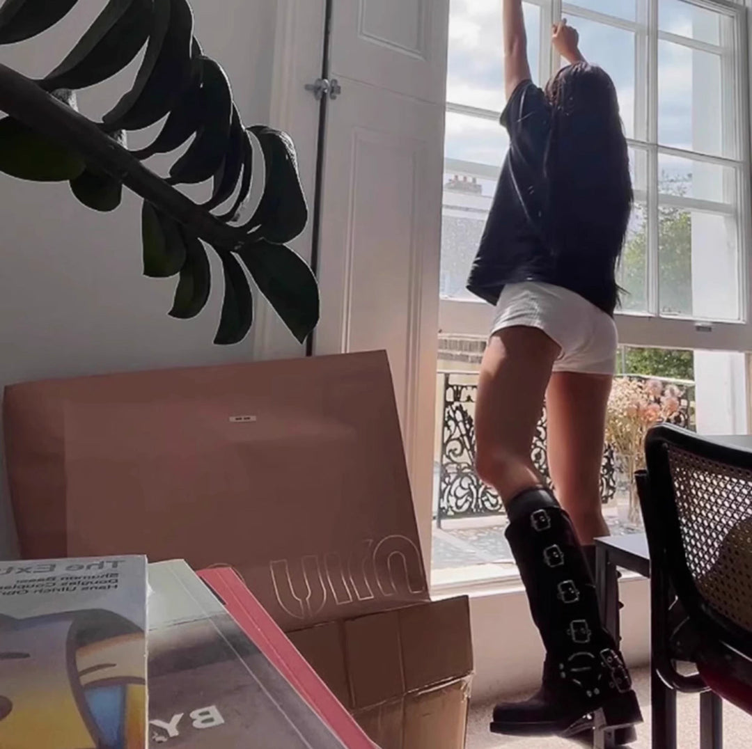 Heidi-Mode | Echtes Leder Kuh Wildleder Vintage Reiter Gürtel Schnalle Hohe Stiefel