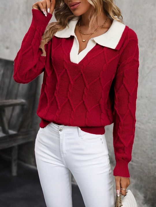 Heidi-Mode | Elegante Polo Hals Strickpullover