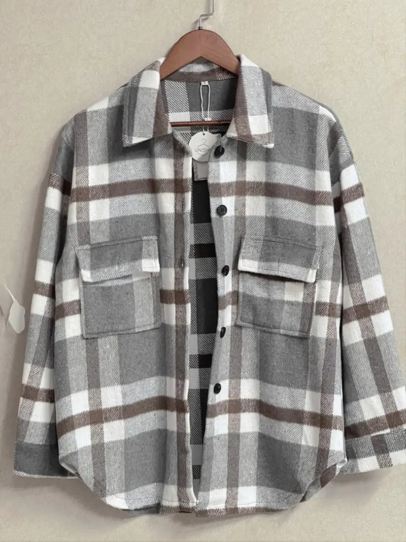 Elegante kariert Blazer mit Knöpfen und langen Ärmeln