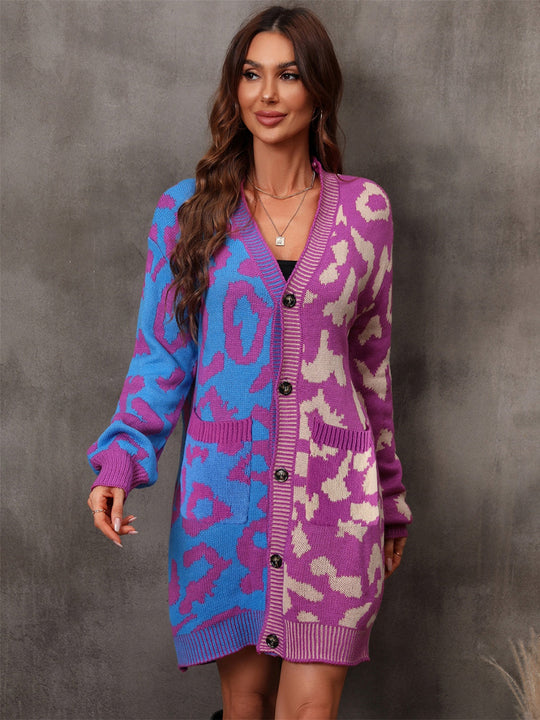 Heidi-Mode | Engel Flügel Leopard Knopfverschluss Longline Cardigan