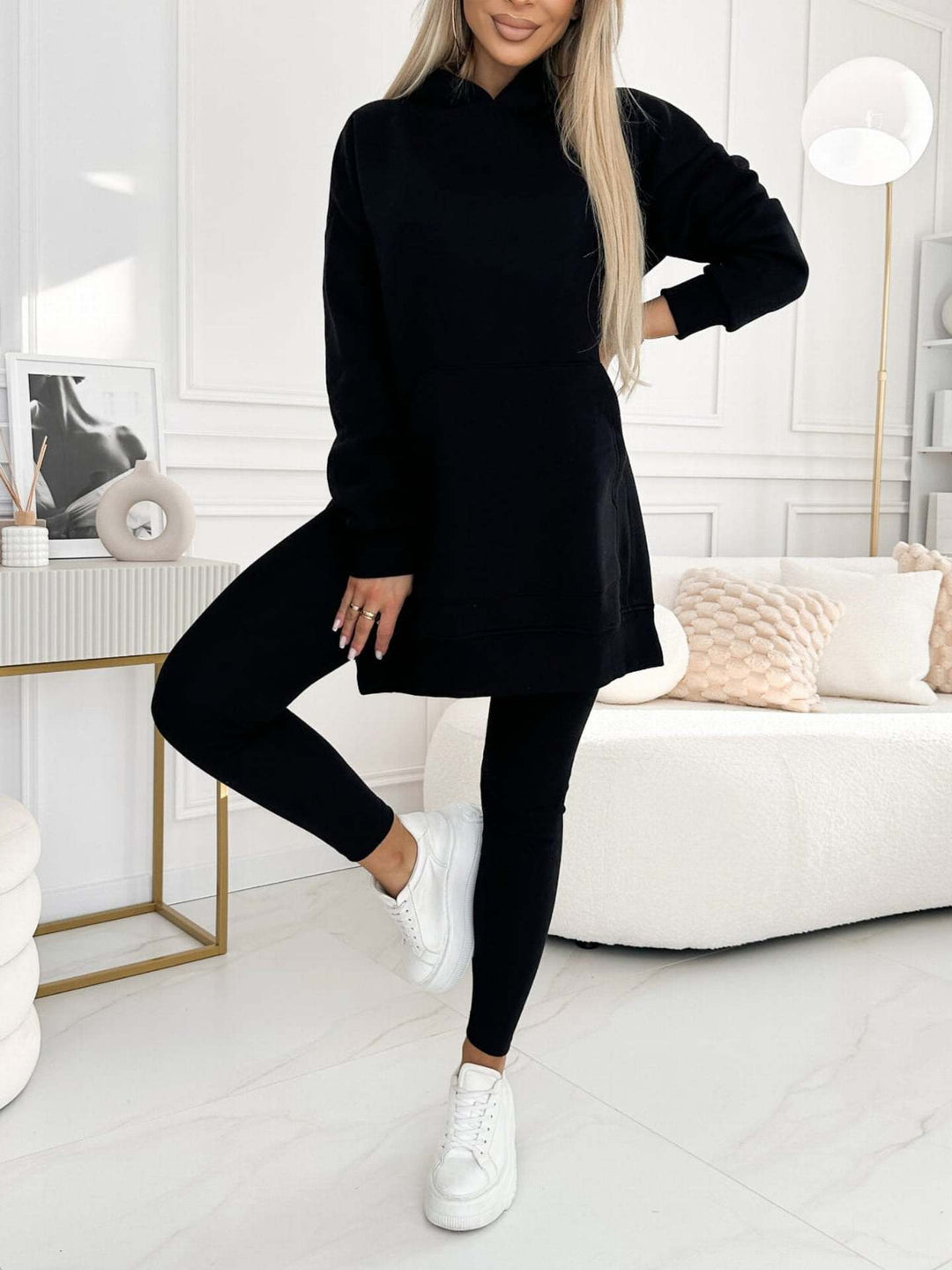 Heidi-Mode | Sportlich Lässiger Kapuzenpullover Dicke Unterhosen Leggings Set