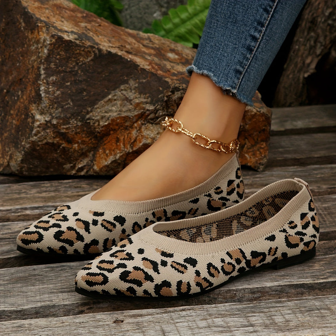 Heidi-Mode | Damen Leopard Ballerinas Punktschritt Auf Licht Ramin