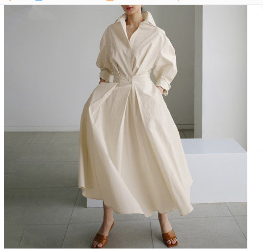Heidi-Mode | Langärmliges Hemdkleid mit Elastischem Taillenbund